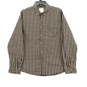 Life After Denim Shirt Men Large Brown Plaid Long Sleeve Button Up Cotton Preppy